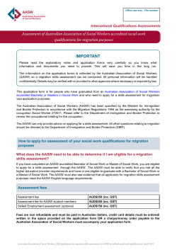 Assessment of AASW accredited social work qualifications for