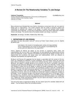 A Review On The Relationship Variables To Job Design