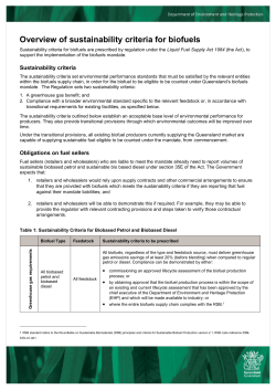 overview of the sustainability criteria