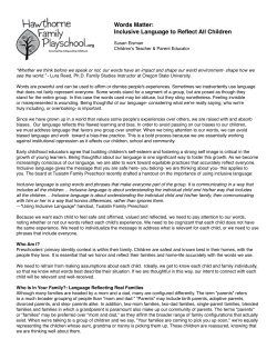 Words Matter: Inclusive Language to Reflect All Children