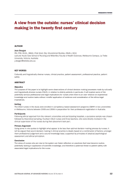 A view from the outside: nurses` clinical decision making