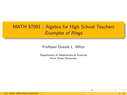 MATH 57091 - Algebra for High School Teachers