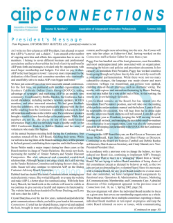 AIIP Connections 16(2), Summer - The Association of Independent