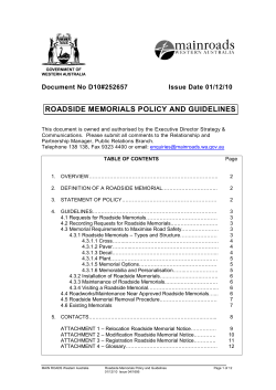 Roadside Memorials Policy and Guidelines