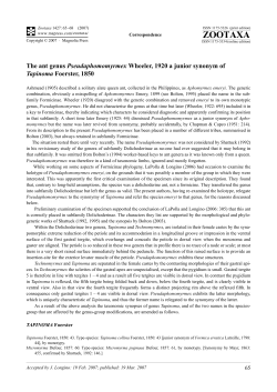 Pseudaphomomyrmex Wheeler, 1920 a junior synonym