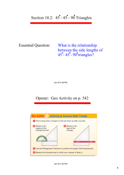 Section 10.2: 45 45 90 Triangles Essential Question - Parkway C-2
