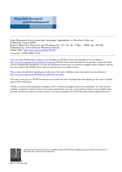 High Mountain Ecosystems and Landscape Degradation