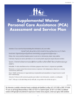 Supplemental Waiver PCA Assess and Service Plan DHS3428D