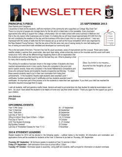 principal`s piece 25 september 2013 upcoming events 2014 student