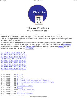 Table of Base Constants