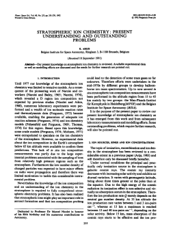 STRATOSPHERIC ION UNDERSTANDING CHEMISTRY