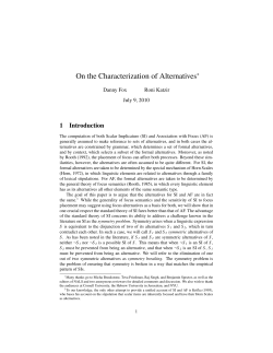 On the Characterization of Alternatives