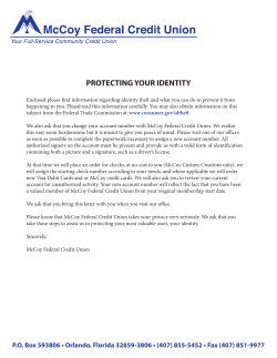 Identity Theft Info - McCoy Federal Credit Union