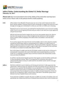 Jeffrey Snider: Understanding the Global U.S. Dollar Shortage