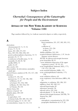 Subject Index Chernobyl: Consequences of the
