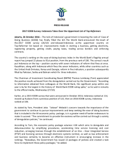PRESS RELEASE 2017 EODB Survey: Indonesia Takes
