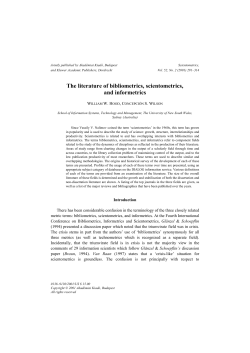 The literature of bibliometrics, scientometrics, and
