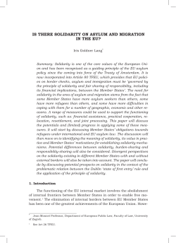 IS THERE SOLIDARITY ON ASYLUM AND MIGRATION IN THE EU?