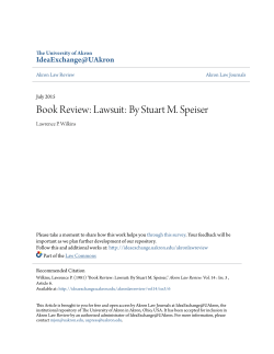 Book Review: Lawsuit: By Stuart M. Speiser