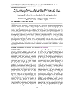 Artist-teachers, Teacher-artists and the Challenges of Higher