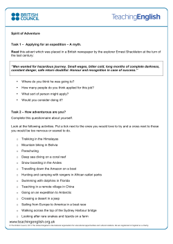 Spirit of Adventure Student worksheet