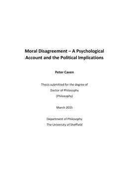 Moral Disagreement &ndash; A Psychological Account and the Political