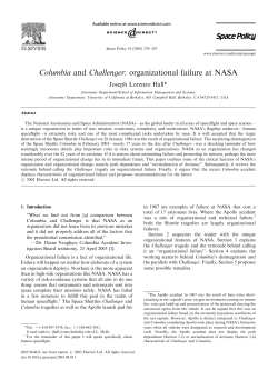 Columbia and Challenger: organizational failure at NASA