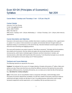 Econ 101-04 (Principles of Economics) Syllabus