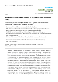 The Function of Remote Sensing in Support of Environmental Policy