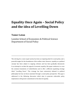 Equality Once Again &ndash; Social Policy and the idea of