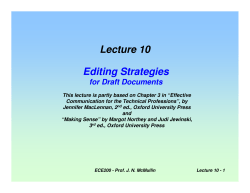 Lecture 10 Editing Strategies