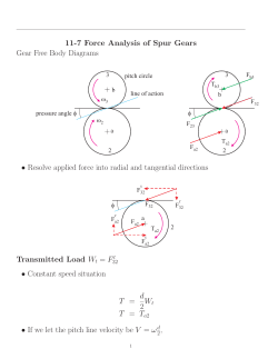 11-7 Force Analysis of Spur Gears Gear Free Body Diagrams