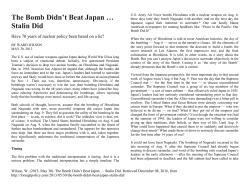 The Bomb Didn`t Beat Japan &hellip; Stalin Did