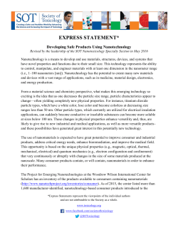 Developing Safe Products Using Nanotechnology