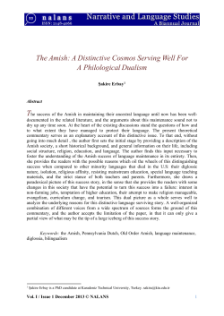 The Amish: A Distinctive Cosmos Serving Well For A Philological