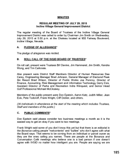 MINUTES REGULAR MEETING OF JULY 29, 2015 Incline
