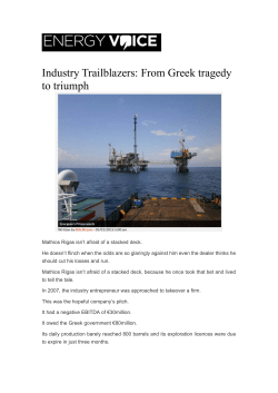 13/1/2015 Energy Voice article on Energean