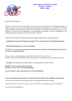 International Exchange Program Europe / Canada OSEF