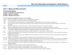 New York City Scope and Sequence &bull; Earth Science