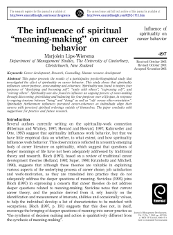 The influence of "meaning-making"
