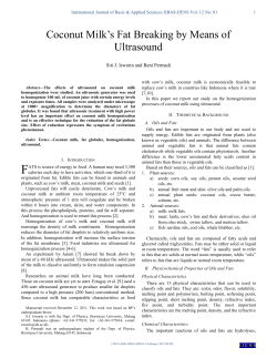 Coconut Milk`s Fat Breaking by Means of Ultrasound