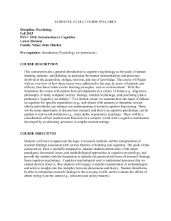 Psychology Fall 2013 PSYC 2150: Introduction to