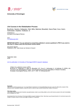 University of Groningen Life Courses in the Globalization