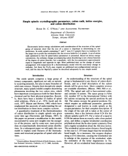 Simple spinels: crystallographic parameters, cation radii, lattice