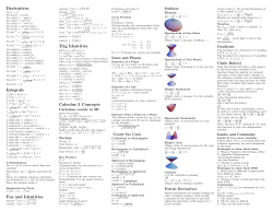 Derivatives Integrals Fns and Identities Trig Identities Calculus 3