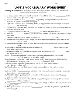 Completing the Sentence: From the words for this