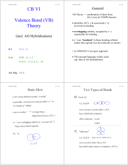 CB VI Valence Bond (VB) Theory
