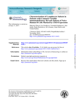 Human B Cells Marked by CD24 Expression Immunodeficiency