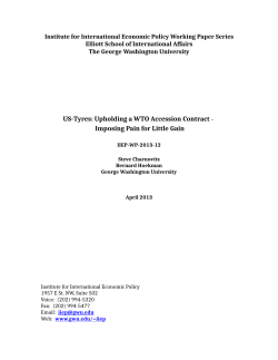 US-Tyres: Upholding a WTO Accession Contract &ndash; Imposing Pain for