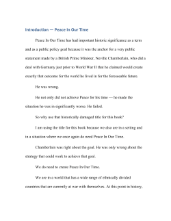 Introduction &mdash; Peace In Our Time